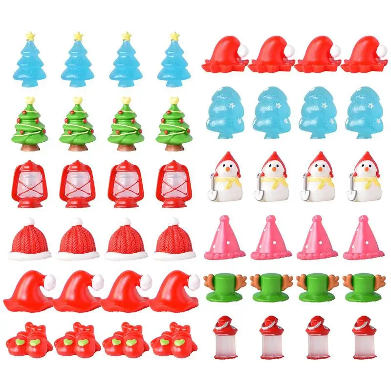 

Миниатюры для сказочного сада, миниатюрные ювелирные украшения из смолы, снеговик, сосна, дерево Санты, сказочные садовые рождественские игрушки, 48 шт.