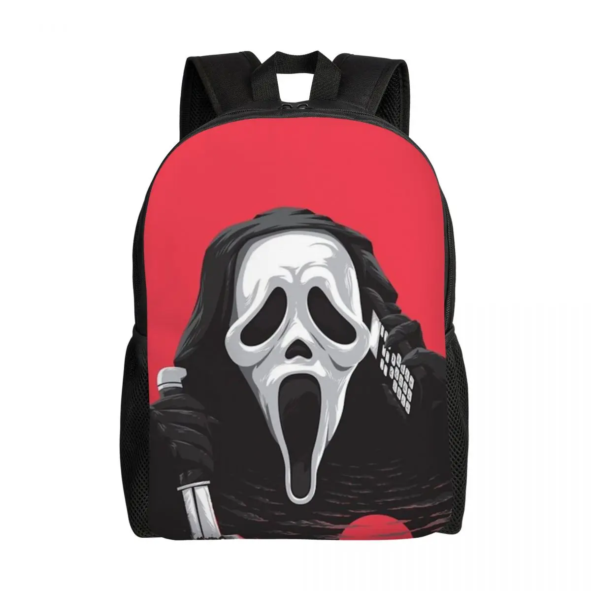 

Custom Scream Horror Movie Backpack Women Men Fashion Bookbag for School College Halloween Ghost Skull Bags