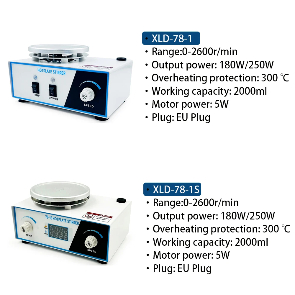 2L Capacity Heated Magnetic Stirrer 220V EU Plug Hot Plate Stir Magnetic Mixer Precision Magnet Heating Stirrer Laboratory