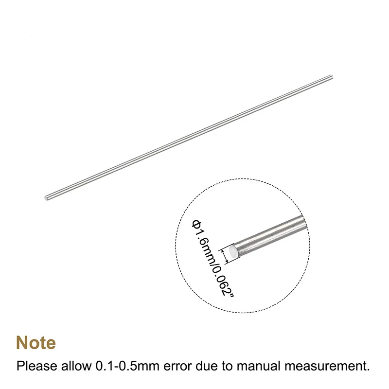 10pcs 304 Stainless Steel Solid Round Rod Diameter 1.6mm Lathe Bar for DIY Craft Tool 100/150/200/250/300/350/400/450mm Length linear shaft rod steel round rod