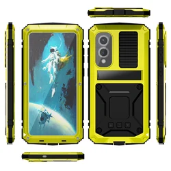 Shockproof Heavy Duty Metal Phone Case with Glass Screen Protector and Anti - Scratch Technology - Galaxy S20+ (Yellow)