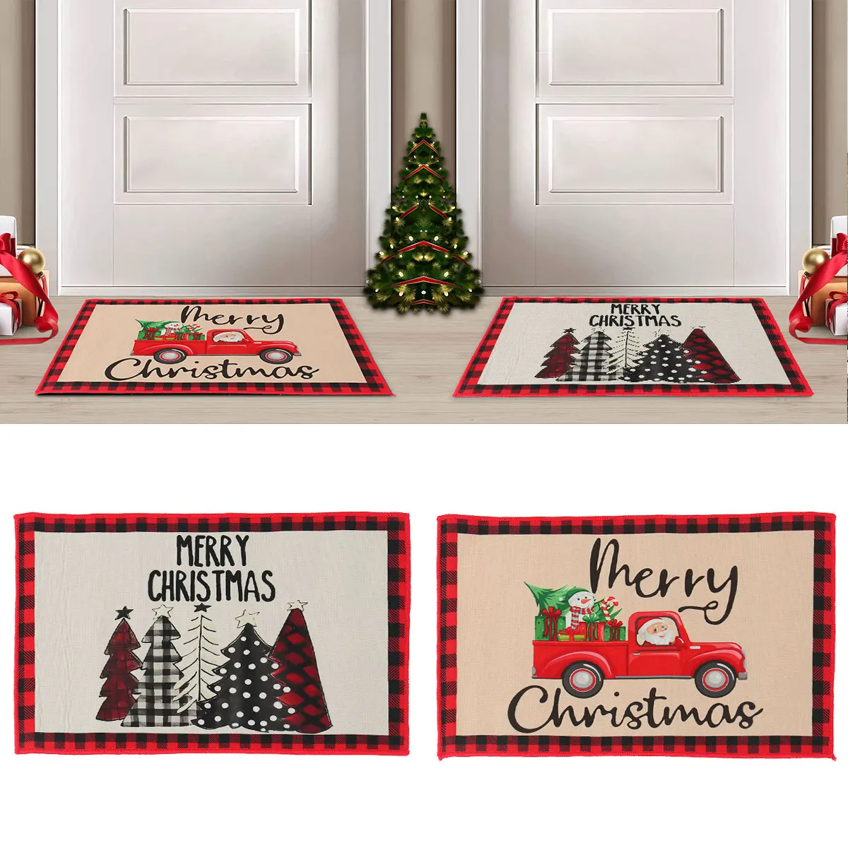 Christmas Door Mat Santa Claus Indoor Outdoor Carpet Entrance Floor Mat