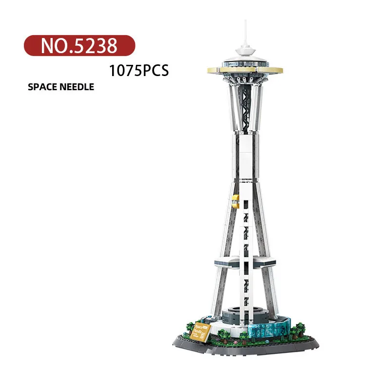 

Creative Streetscape America Seattle Space Needle World Famous Architecture Building Block City Street View Brick Toy Collcetion