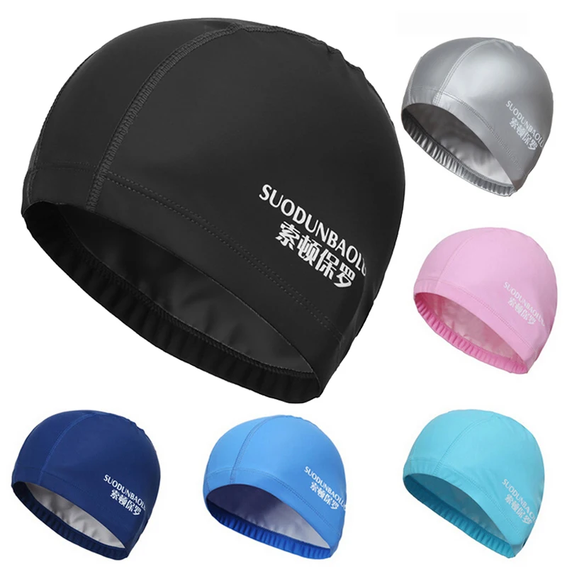 Swimming Accessories Waterproof PU Fabric Swim Cap Swimming Pool Protect Ear Long Hair For Men Women Adult