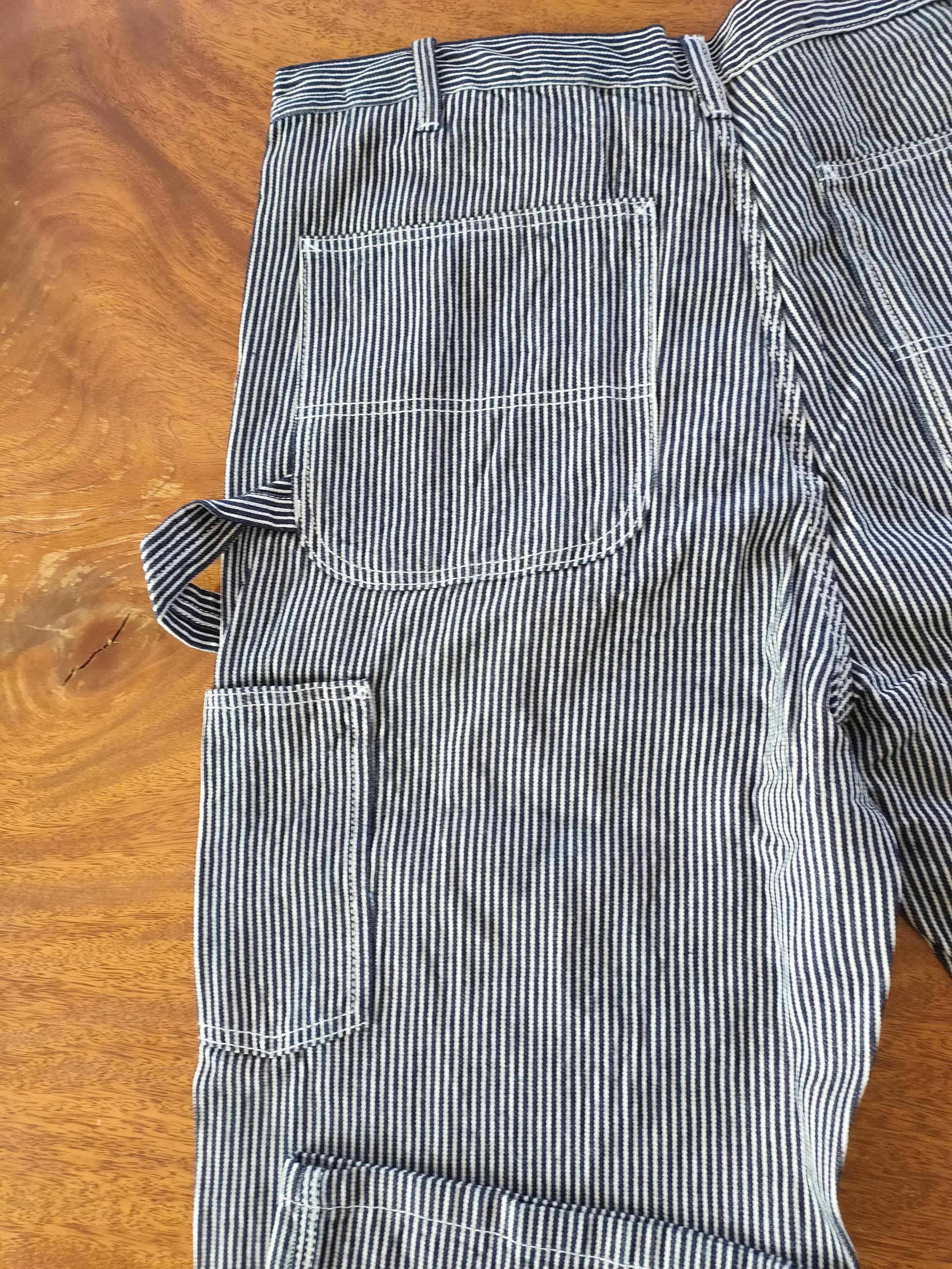 Description Picture 5 of itemOKONKWO Original Denim Railway Workers Pants AMEKAJI Multi Pocket Striped Work Overalls Outdoor Trekking Hiking Camping Trousers