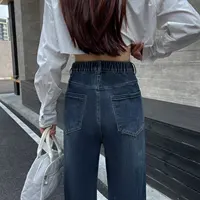 Autumn New Retro Slim Denim Straight Leg Pants Fashion Plus Size Women's Jeans Casual Lace Hem Full Length Bottoms 8659 - Image 3