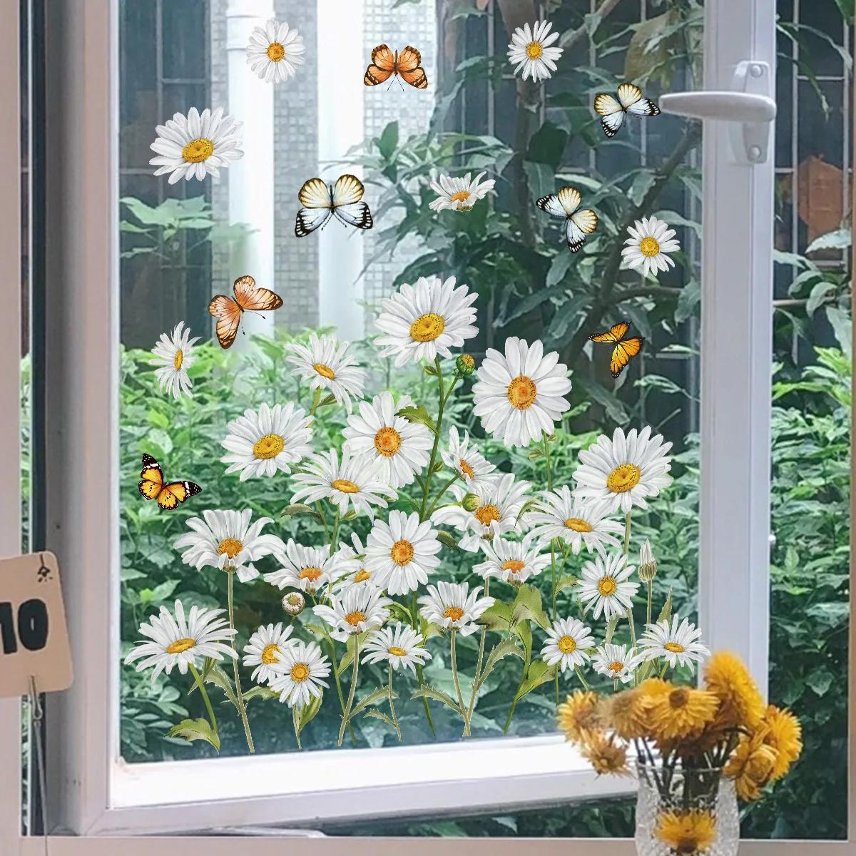 Fresh Daisy Window Stickers Electrostatic Stickers Butterfly Decorations Adhesive Free Double-sided Printing Window
