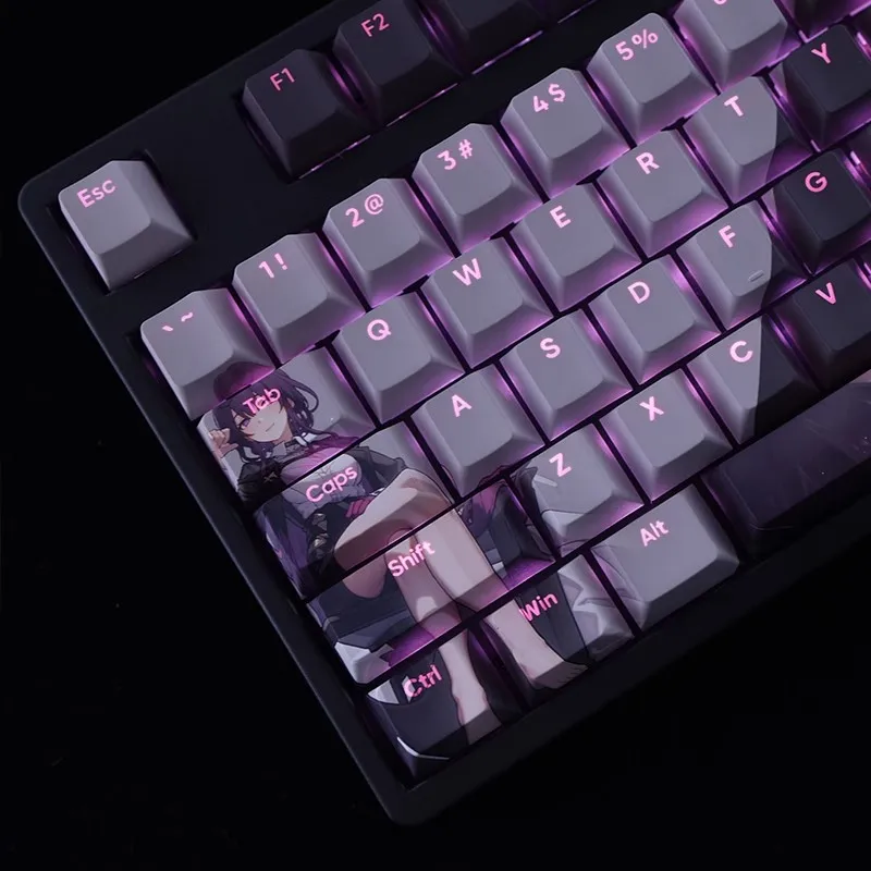 Desenhos Animados Anime Gaming Key Caps Pbt Dye-subbed Keycap Keycap para Ansi 61 87 104 108 Chaves Grupo Desenhos Animados Trilho Kafka Keycap - Imagem 6