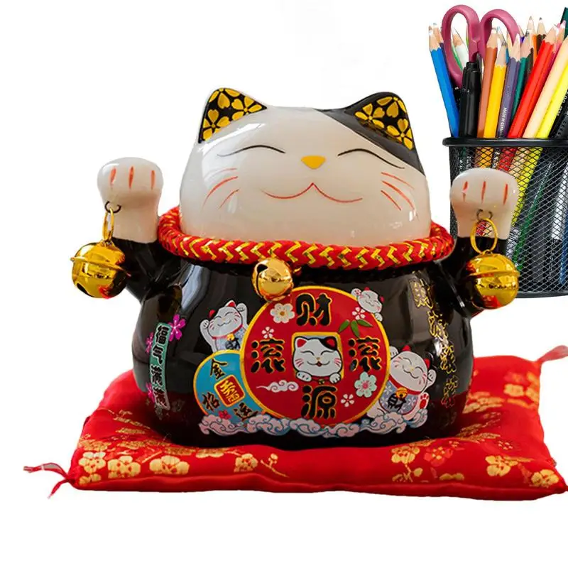 Maneki Neko Figurine Feng Shui Fortune Cat 4.5In Cute Wealth Cat Figurine Figurine Da Collezione Creative Ceramics Home
