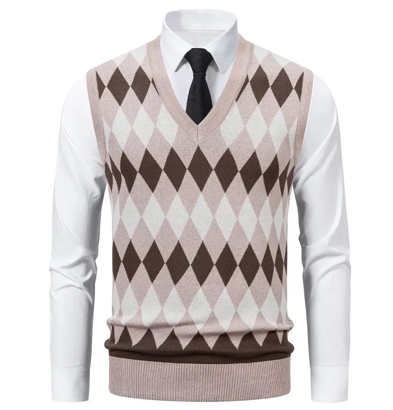 Herren Business Casual Strickweste Ärmellose Pullover-Weste Leichte V-Ausschnitt Anzugweste Business Casual Pullover – Detail 10
