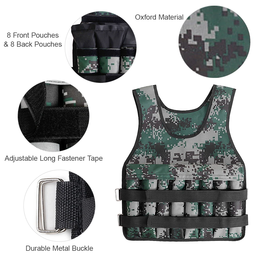 Weighted Vest 15/20/35/50KG Loading Adjustable Weight Waistcoat Jacket Training Workout Gym Fitness Equipment Sand Clothing
