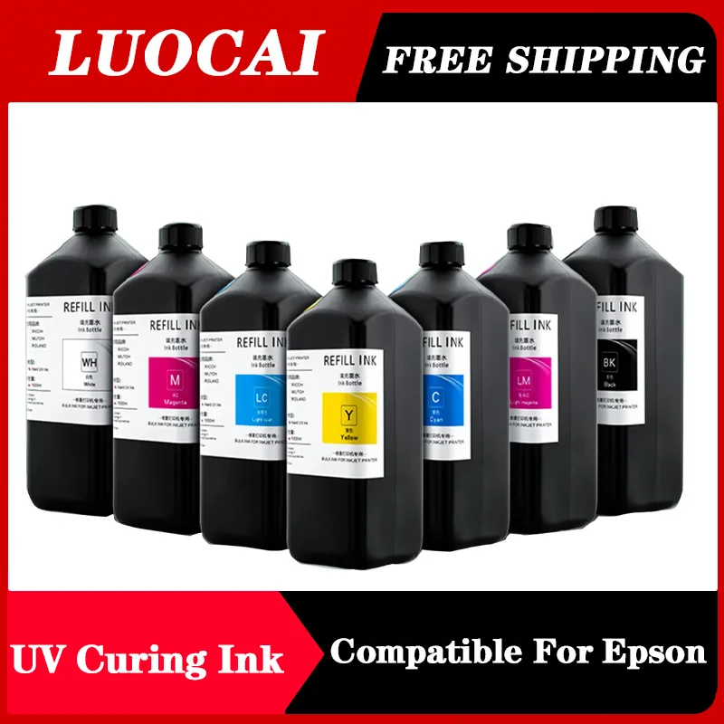 

1000ML UV Curing Ink For Epson XP600 TX800 XP-600 TX-800 L800 L805 L1800 R290 R300 1390 1400 1410 1430 DX5 DX7 DX10 UV Printer