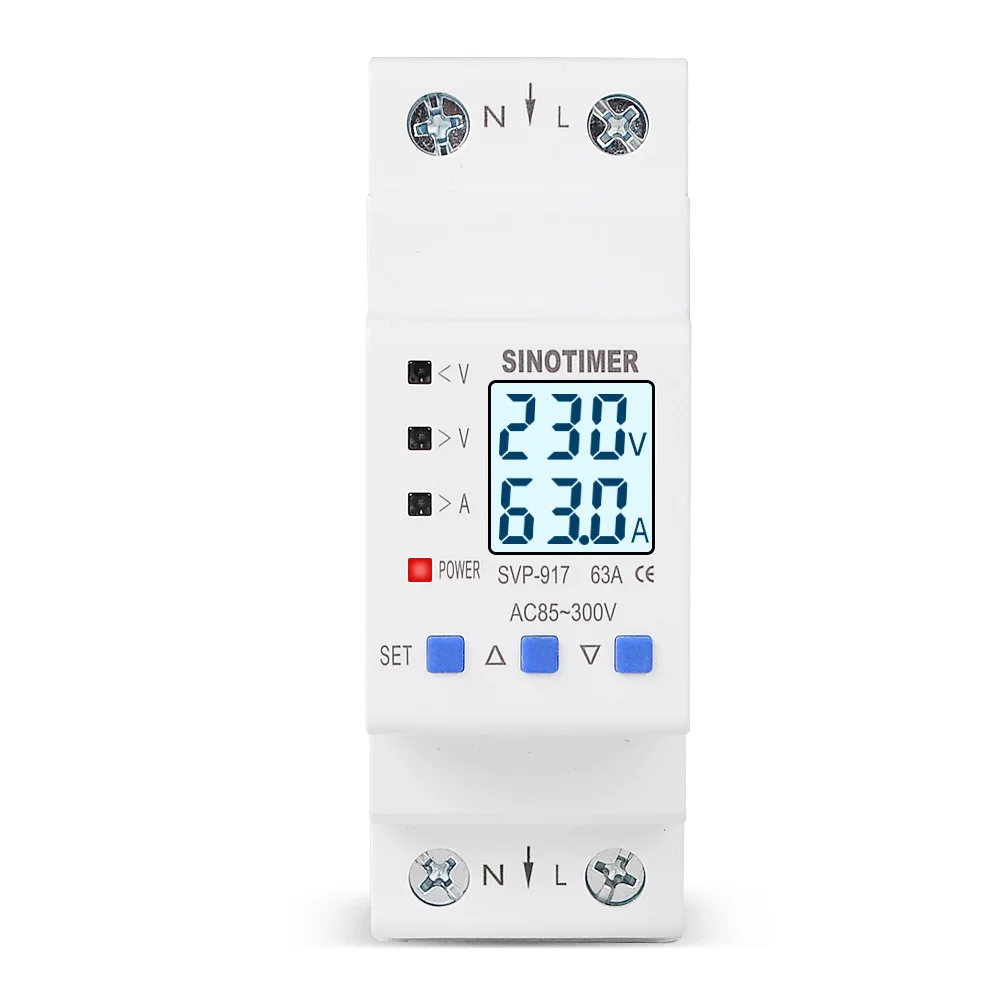 AC85-300V 조정 가능한 자체 복구 과전압 및 저전압 전류 제한 보호대 과부하 스위치 전원 디스플레이, 63A, 80A