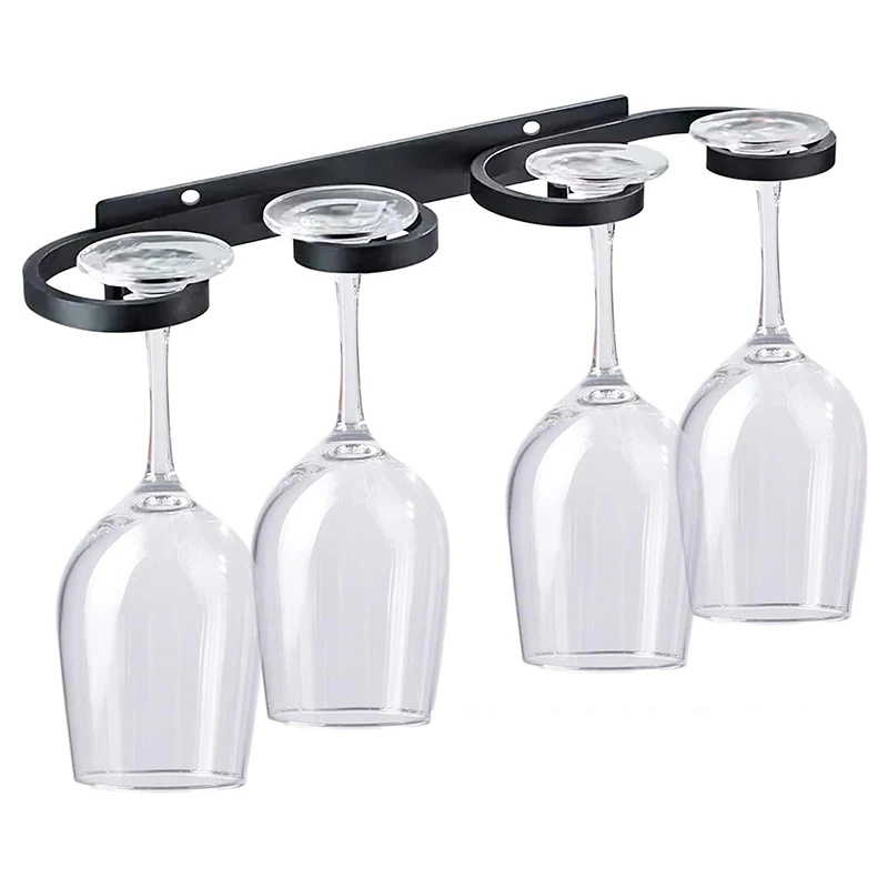 Creative Wall-mounted Wine Glass Holder For 2/4/6 Cups Aluminum Alloy Goblet Storage Rack Bar Home Punch-free Wine Glass Holder