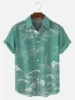Hawaiian Men's Short Sleeve Shirt Whale Spray Print Beach Fashion Lapel Top 2024 New Large Size Casual 3