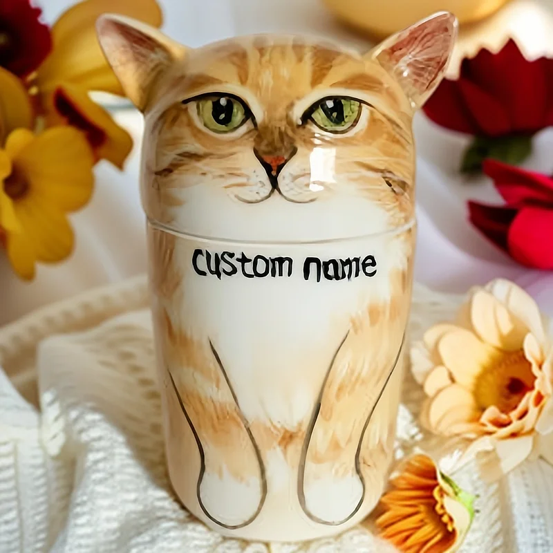 Personalized Hand-Painted Ceramic Pet Urn Colorful Ashes Memorial Unique Keepsake for Your Beloved Cat or Dog