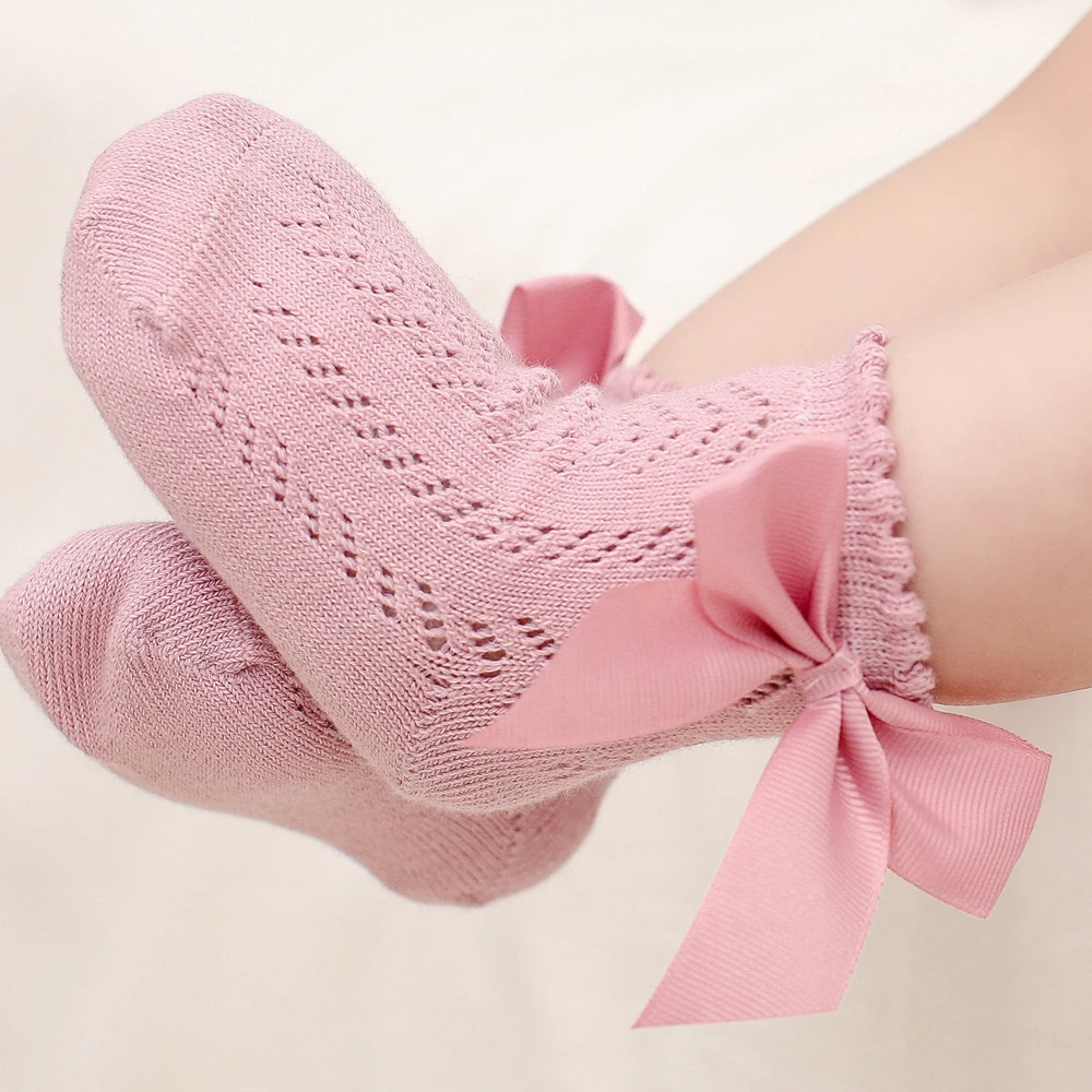Girls Baby Socks Bowknot Mesh Socks Princess Infants Solid Color Newborn Thin Cotton 0-5Yrs Cotton Socks Children Socks