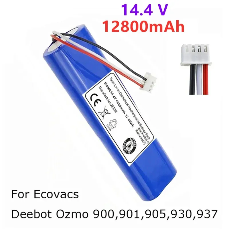 

100% New 14.4V 12800mAh Robotic Vacuum Battery Pack for Ecovacs Deebot Ozmo For 900, 901, 905, 930, 937 + Free Shipping