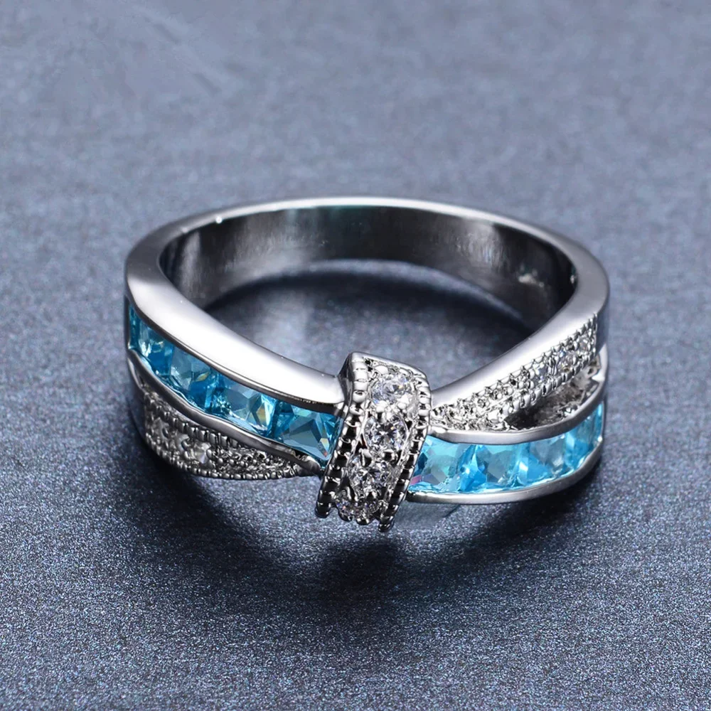 8 Colors silver plated Women Wedding Crystal White Gold Ring Engagement Rings Bridal Fashion Jewelry Size 610 finger ring,silver ring,wedding rings,wedding ring