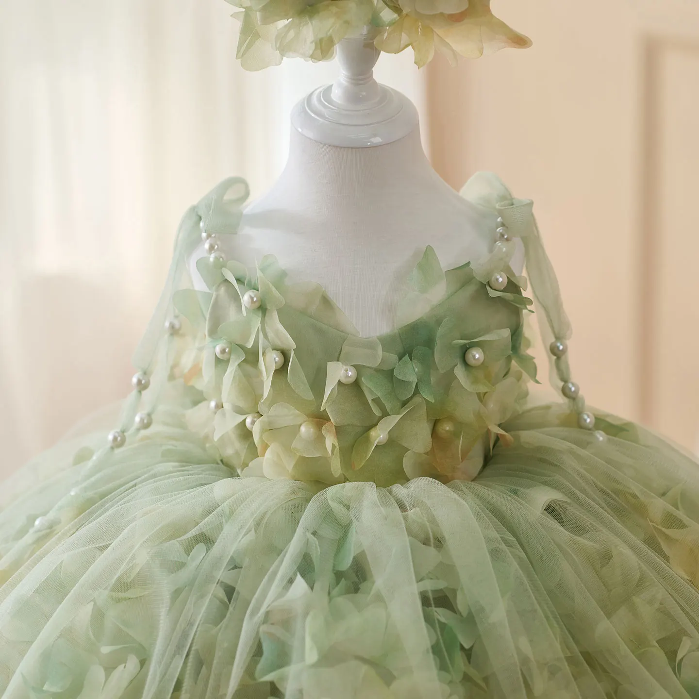 Jill Wish D053 Lovely Sage Green Flower Girl Dresses with Hairband