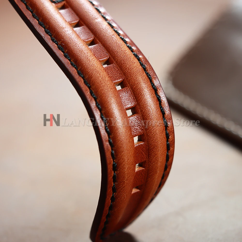Vintage Genuine Leather Watch Band Straps - Premium Cowhide Double-Stitched Design, Unisex Fashion Accessory