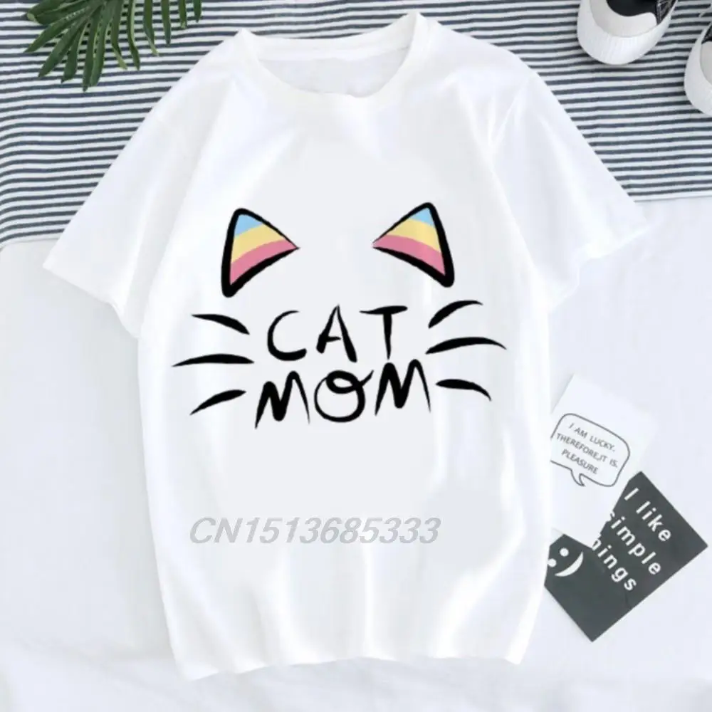

Cat Mom Unisex Fashion T-shirts Black Cat Graphic Printed Men Vintage Cotton Short Sleeve Tees Team Bride Diamond Women Tops