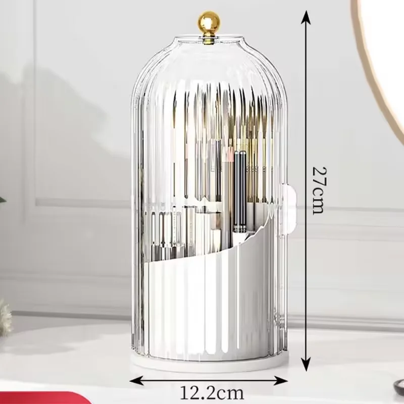 360 Rotary Makeup Brush Holder With Cover Luxury Cosmetic Organizer for Lipstick Eyebrow Pencil Eyeshadow Storage Box Multi Func 5
