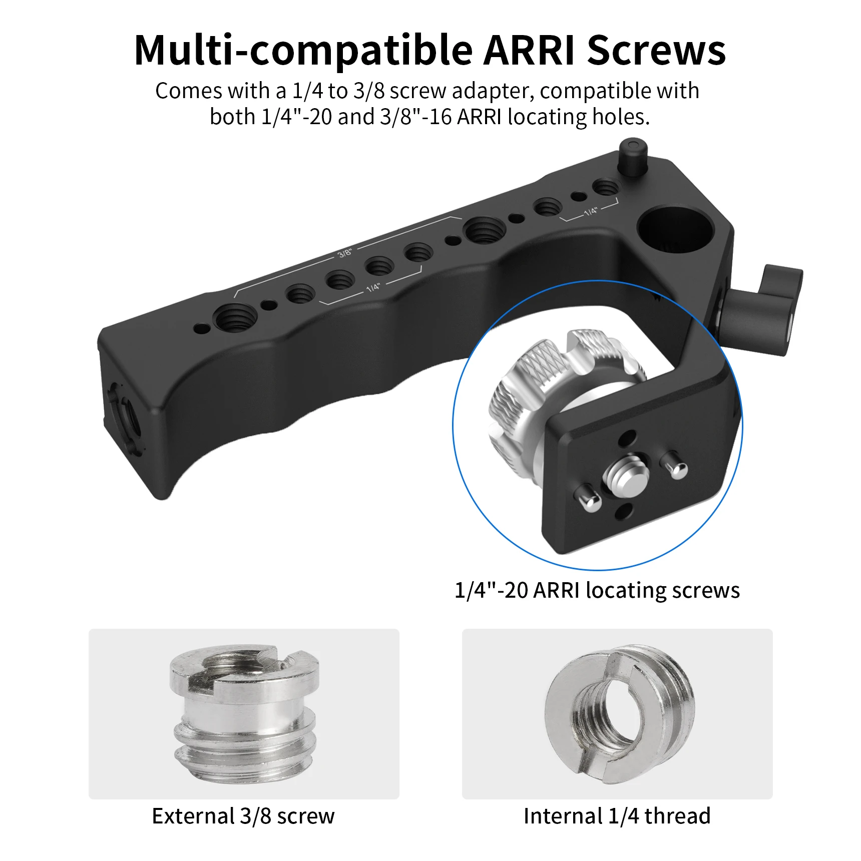 Universal Camera Top Handle 1/4" to 3/8" Screw Adapter for ARRI Grip Camera Cage Photography Accessories
