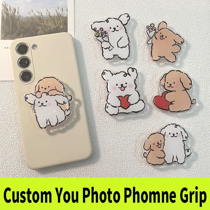 Custom Acrylic Phone Grip Round Foldable Cartoon Photo Customized Logo Anime Hologram Personalized Mobile Clear Phone Holder personalized gift photo cartoon acrylic stand custom transparent printing souvenir birthday gift pet cat dog keychain