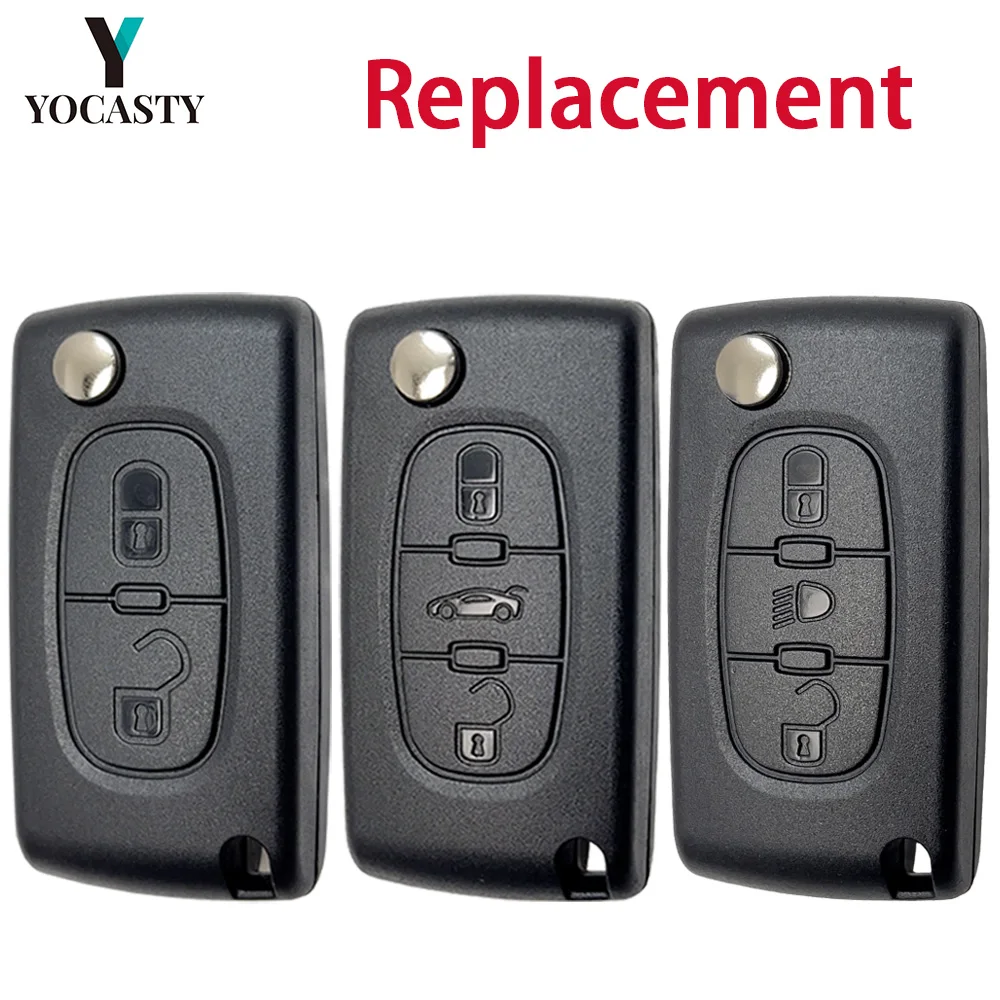 YOCASTY Flip Remote Key Shell Case Cover for Citroen C2 C3 C4 C5 C6 Xsara Berlingo for Peugeot 207 307 308 407 607 807 HU83 VA2,key case,car remote key,car key,car key shell,key shell