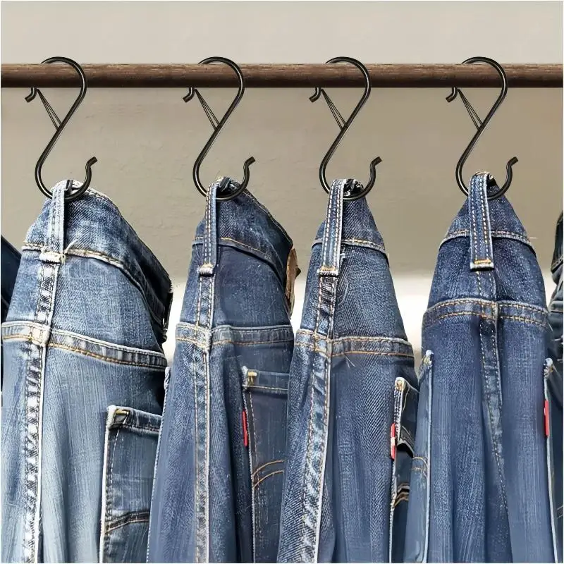 10/4/2 PCS Metal S-Shape Spring Hook Kitchen Pot Rack Room Bags Clothes Towels Closet Rod S Hanger Hooks With Buckle Garden Hang