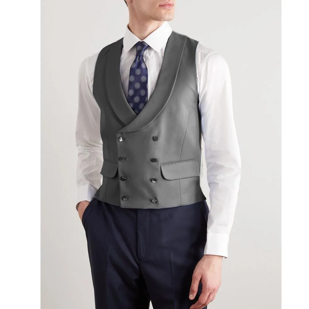 Men's Classic Vest 2024 Men's Spring and Summer New Serge Vest Business Casual Double Breasted Sleeveless Vest Steampunk
