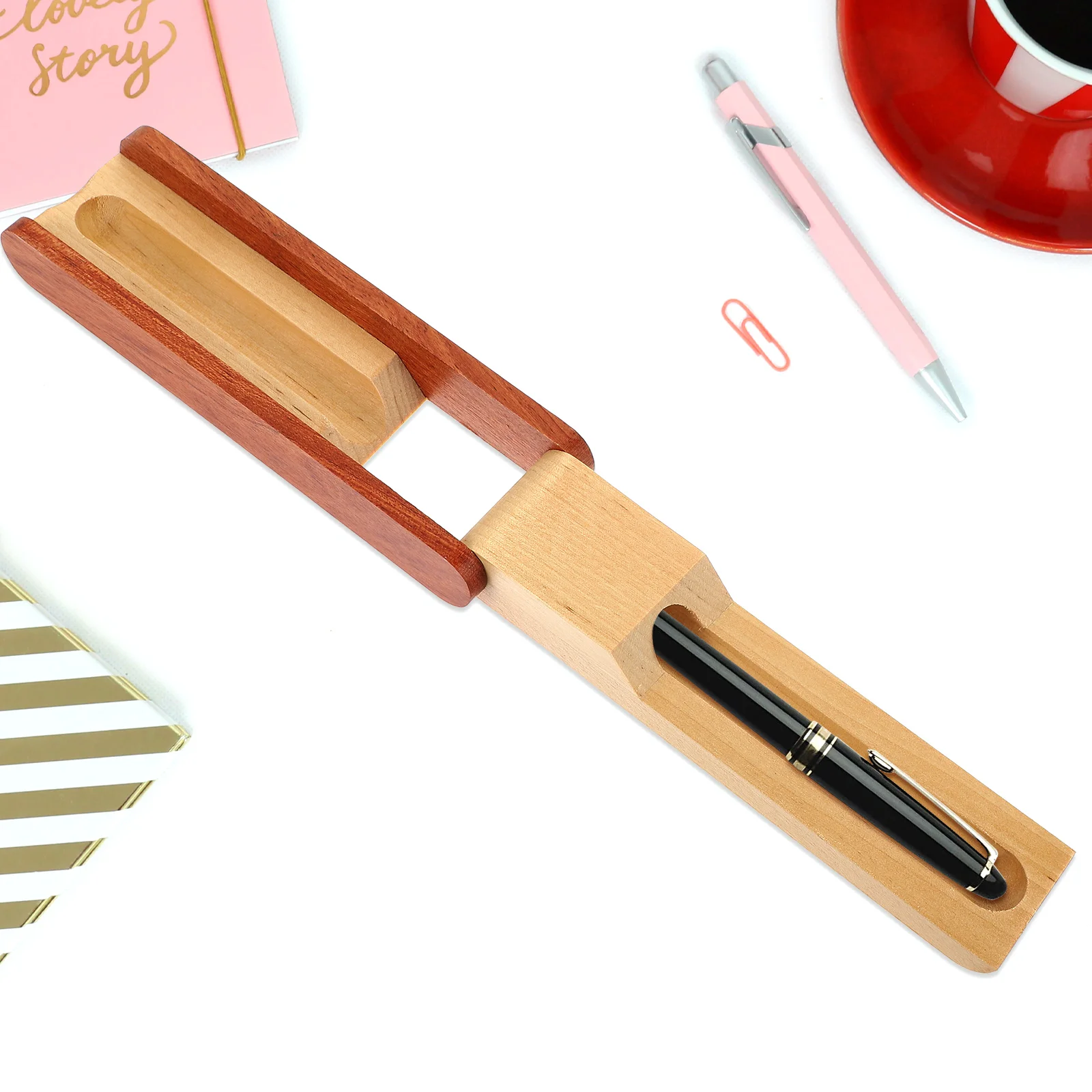 

Fountain Pen Packing Box Pen Display Holder Wooden Pencil Box Single Pen Presentation Case Organizer School Office Stationery