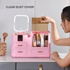 Cosmetics Storage Box with Led Color-Changing Light Mirror Dust Skincare Organizer Box Large Capacity Vanity Table Home Storage 2