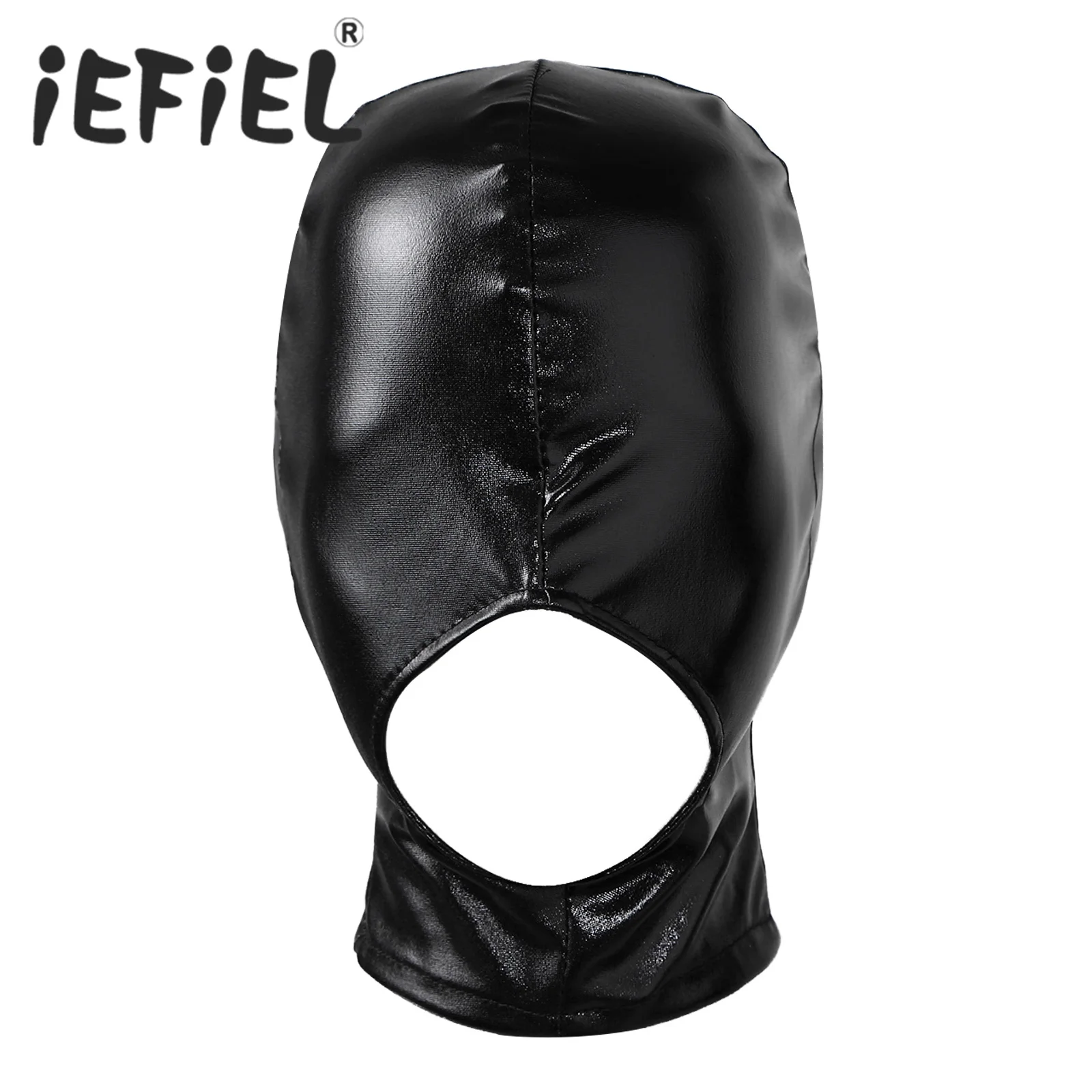 Unisex Adults Latex Full Face Mask Womens Mens Open Mouth Head Cover Hood Headgear Sexy Cosplay Role Play Costume