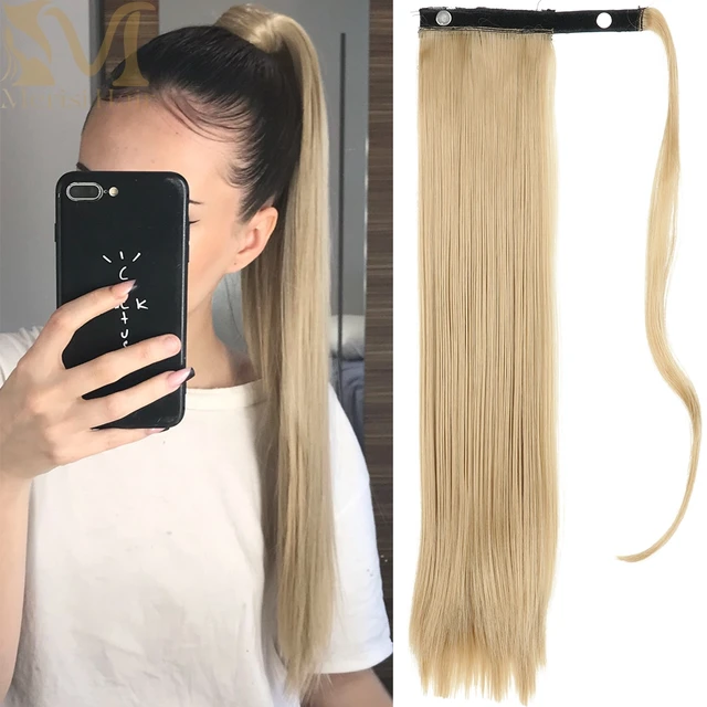 MERISIHAIR Synthetic Long Straight Wrap Around Clip In Ponytail Hair Extension Heat Reistan Pony Tail Fake Hair 66-18