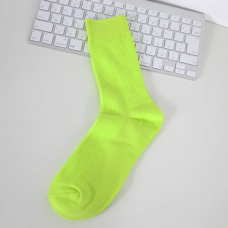 Vibrant Neon Men's Crew Ribbed Socks