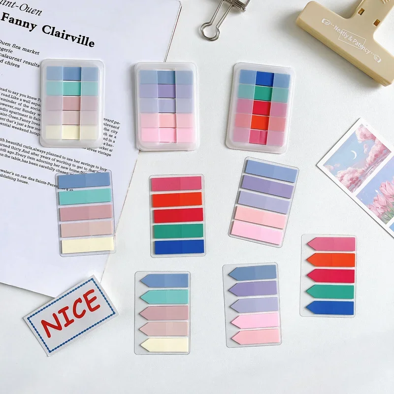 

125 Sheets Self Adhesive Memo Pad Sticky Notes Morandi Color Waterproof PET Bookmark Marker Memo Sticker Office Stationery