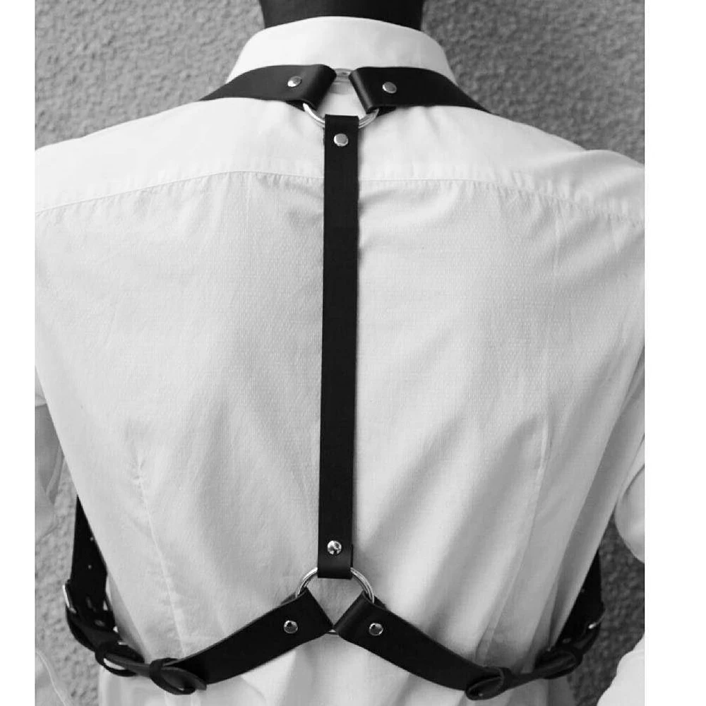 Leather Chest Harness Sexy Women Men Adjustable Leather Body Chest Harness Belt Punk Fancy Costume