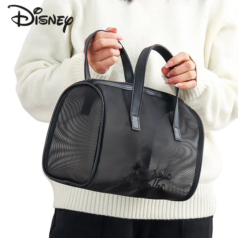 Disney Mickey New Unisex Makeup Bag Fashion High Quality Mesh Women's Handbag Cartoon Large Capacity Business Travel Storage Bag