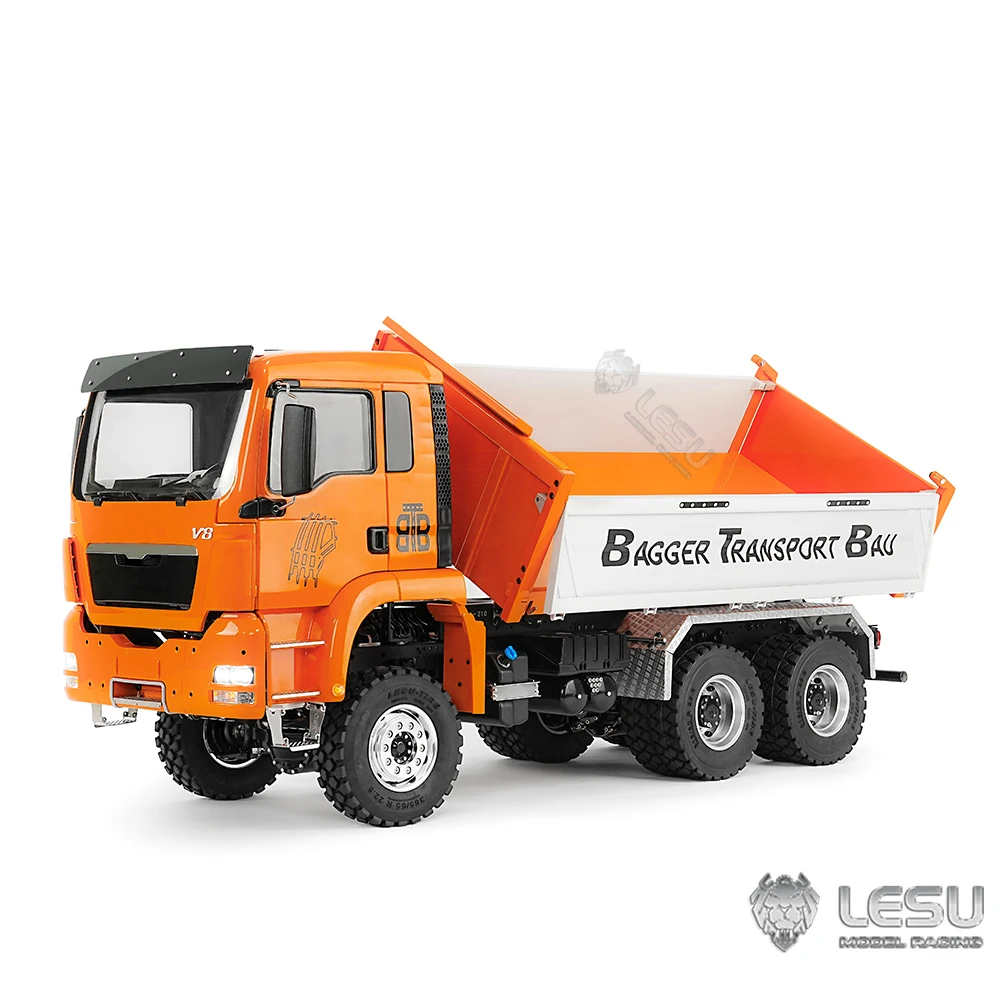 1/14 LESU TGS 6x6 RTR RC Hydraulic Dump Truck Metal Radio Control Dumper Car DIY Finished Tipper Light Sound Model Toys for Boys 5