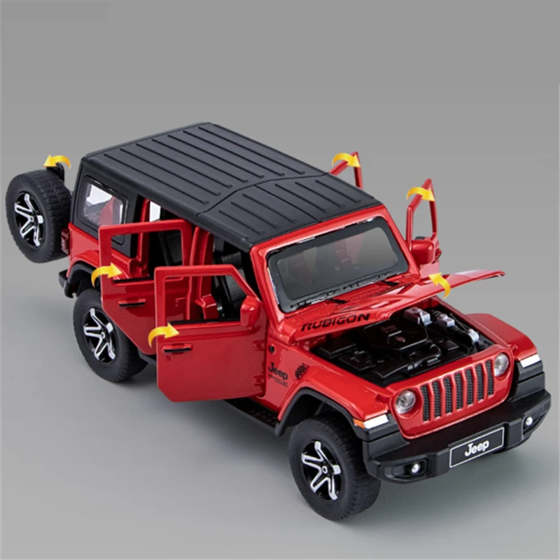 1:32 Jeeps Wrangler Rubicon Alloy Car Model Diecasts Metal Off-road Vehicles Car Model Simulation Sound and Light Kids Toys Gift 2
