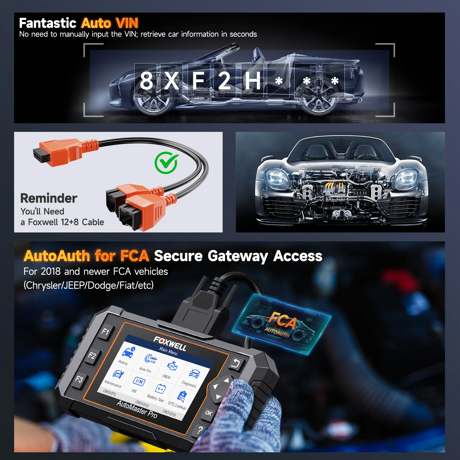 FOXWELL NT624 Elite Car All System OBD2 Scanner ABS SRS EPB Oil DPF 8 Reset Automotive Diagnostic Tool Code Reader Free Update 5