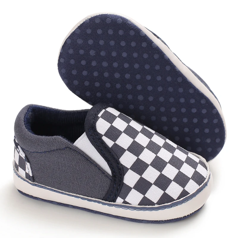 Fashion Spring and Autumn 0-1 Year Old Baby Shoes Boys and Girls Checkered Print Canvas soft sole newborn's first step in learni Sc206b1cf5e1842eab376f142c0bd14654