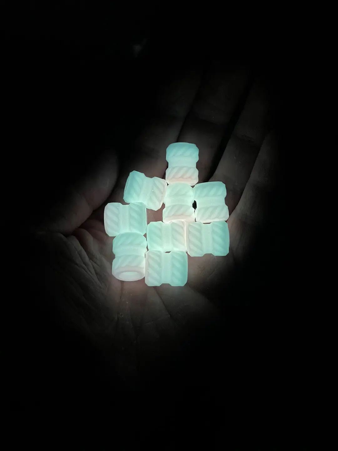 수제 EDC 화이트 글로우 랜야드 비즈, 레진 야광 나이프 펜던트