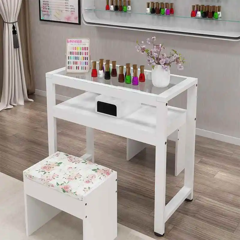 

Manicure Desk Dressing Table Modern Professional Glass Nail Supply Tables Exquisite Rest Nordic Salon Nageltisch Furniture Nails