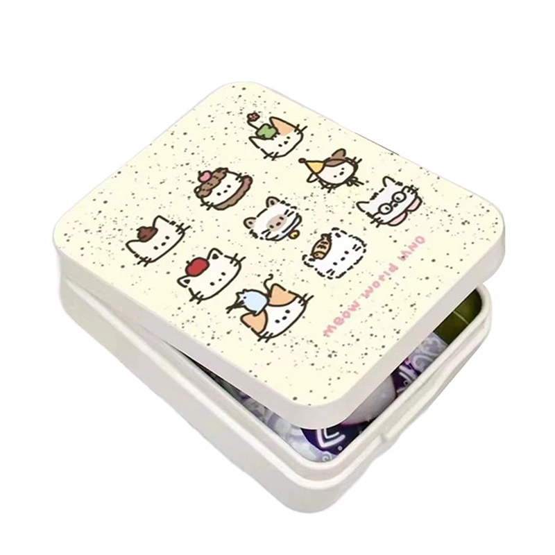 Nine Palace Grid Cute Kitten Ins Girl Flip Iron Box Stickers Gooka Small Card Desktop Storage Box Hand Account Material