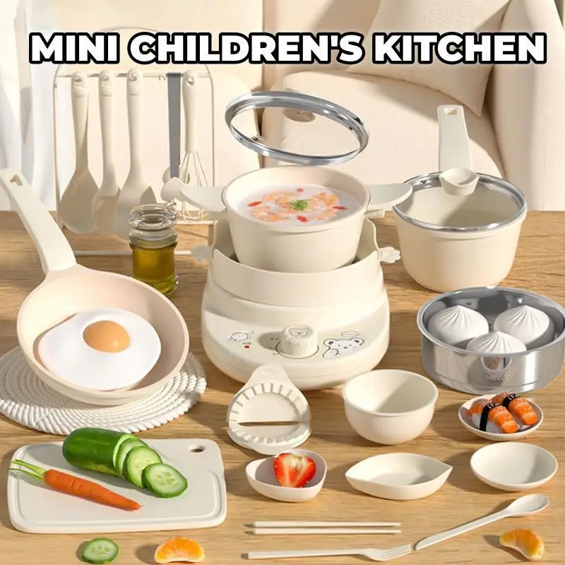 

Mini Kitchenette Children'S Educational Toys Boy And Girl Pretend Play Kitchenette Real Cooking Full Set Chidren christmas Gift