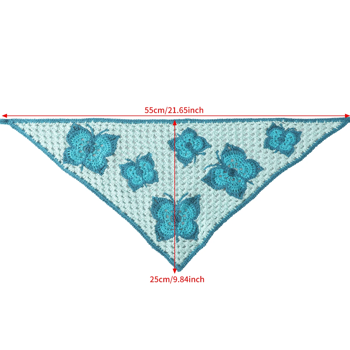 Knitted Butterfly Triangle Scarf Blue Bandana Hair Band For Women Crochet Flower Turban Headbands Summer Fashion Headwarp