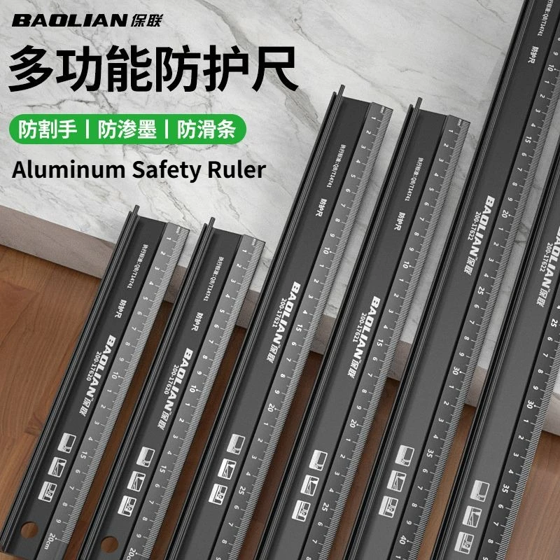 Professional Ruler Tool Multi Function Aluminum Alloy Safety Ruler with ...